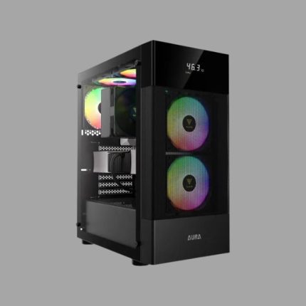 GAMDIAS AURA GC5 Black ARGB Digital Display Mesh Mid Tower ATX Case