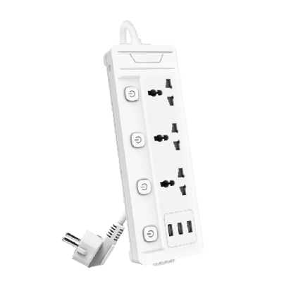 Deli ET410 2 Pin 3 Port 2 Meter Power Strip