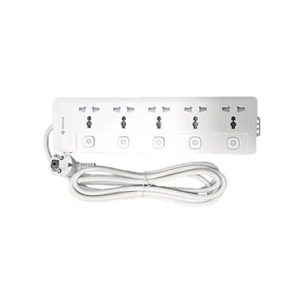 SOLITINE 2 Pin 5 Port White Power Strip 3 Meter # S2P-5-3M