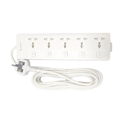 SOLITINE 3 Pin 5 Port White Power Strip 5 Meter # S3P-5-5M