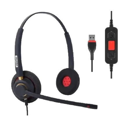 Inbertec UB805DM AI Noise Cancelling USB Wired Headphone